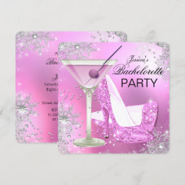 Roze Hoge Hak Schoenen Bachelorette Feest Uitnodig Kaart