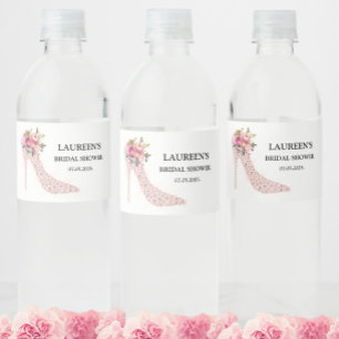 Roze Hoge Hakken Bruiloftsfeest Waterfles Etiket