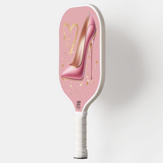Roze hoge hakken met gouden harten | pickleball paddle (Links)