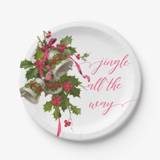Roze Holly en Silver Bells Paper Bord (Voorkant)