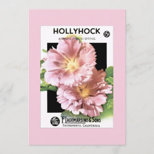  roze Hollyhock Seed Packet Kaart