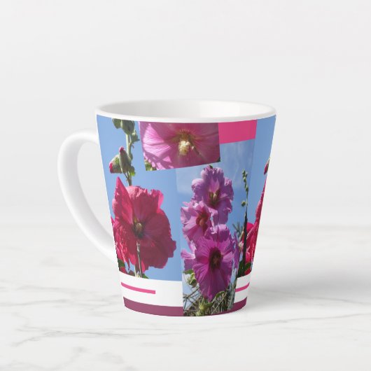 Roze Hollyhocks Design Latte Mok (Linkerhoek)