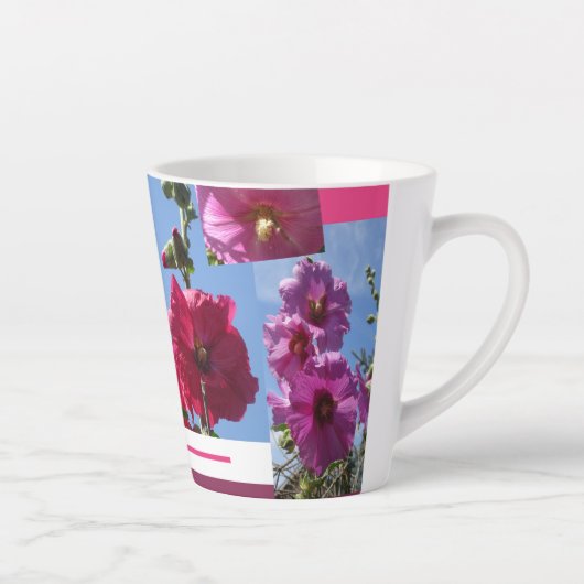 Roze Hollyhocks Design Latte Mok (Rechts)