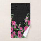 Roze Hollyhocks op Black Bad Handdoek (Handdoek)