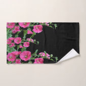 Roze Hollyhocks op Black Bad Handdoek (Handdoek)