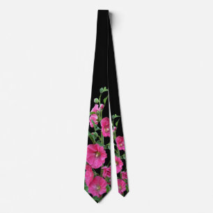 Roze Hollyhocks op Black Stropdas