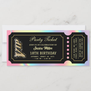 Roze Holografisch Zwart Luxe Ticket Kaart