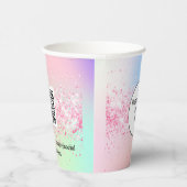 Roze holografische bedrijfscode logo qr papieren bekers (Rechts)