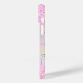 Roze holografische glitter druppelt monogram Case-Mate iPhone case (Achterkant / Links)