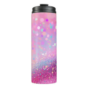 Roze Holografische Glitter Thermische Tumbler 12oz Thermosbeker