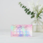 Roze holograpische glitter qr coloyaliteitenkaart visitekaartje (Staand voorkant)
