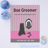 Roze Hond en Spiegel Hond Trimmer Flyer (Enkel)