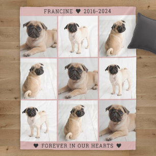 Roze Hond Herdenkingsfoto Collage Aandenken Fleece Deken