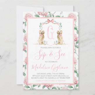 Roze Hond Meisje Sip & See Floral Preppy Southern Kaart