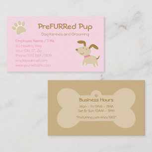 Roze hond met Paw Print en Bone Visitekaartje