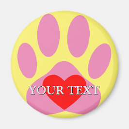 Roze Hond Pawprint Aangepaste Naam Magneet