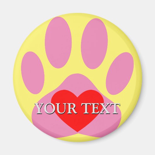 Roze Hond Pawprint Aangepaste Naam Magneet (Voorkant)