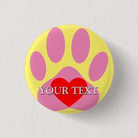 Roze Hond Pawprint Aangepaste Naam Ronde Button 3,2 Cm (Voorkant)