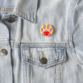 Roze Hond Pawprint Aangepaste Naam Ronde Button 3,2 Cm (In situ)