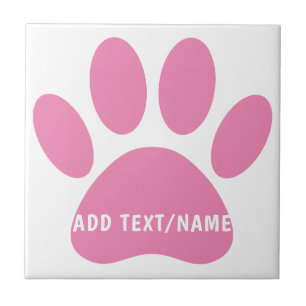 Roze Hond Pawprint Custom Tegeltje