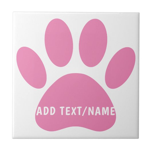 Roze Hond Pawprint Custom Tegeltje (Voorkant)
