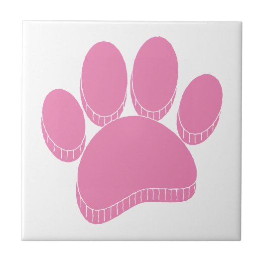 Roze Hond Pawprint Hand getrokken Custom Tegeltje (Voorkant)