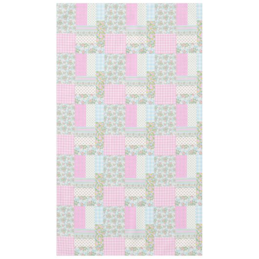 roze hond Rozen Faux Patchwork Tablecloth Tafelkleed (Voorkant)