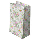 Roze Hond Rozen op Witte Kleine Gift Bag Klein Cadeauzakje (Achterkant Gekanteld)