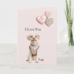 Roze Honden Harten Liefde Kaart