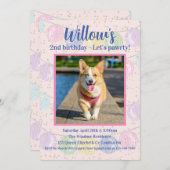 Roze honden verjaardagsfeest uitnodiging (Voorkant / Achterkant)