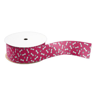Roze Hondenliefhebber Puppy Thema Poot Print Botte Grosgrain Lint