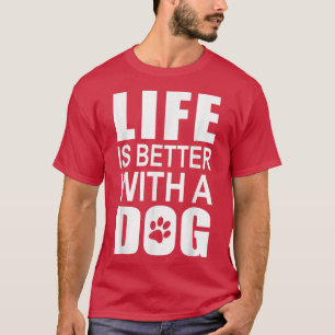 Roze hondenmotief met gezegde LEVEND aan honden IS T-shirt