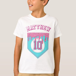 Roze honkbal-drip t-shirt