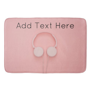 Roze hoofdtelefoon met draden badmat