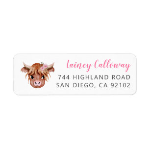 Roze hoog Koe Return Address Label