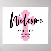 Roze horizontale baptisme welkomstteken poster (Voorkant)
