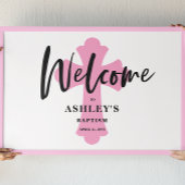 Roze horizontale baptisme welkomstteken poster