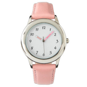 Roze horloge voor kinderen met roestvrijstalen beh