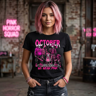 Roze Horror Squad Borstkanker Bewustzijn T-shirt