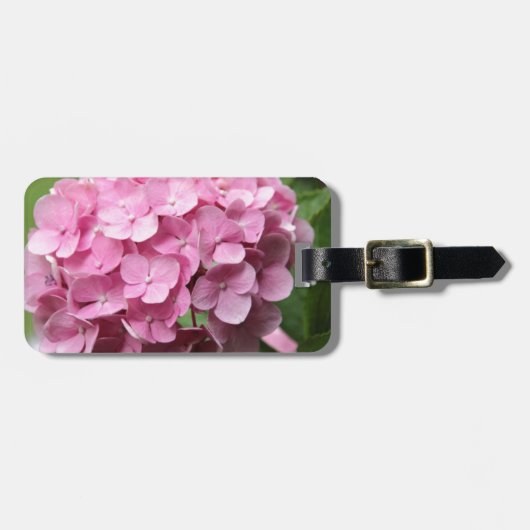 Roze Hortensia Bagagelabel (Voorkant horizontaal)
