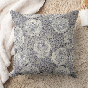 roze hortensia bloem parel navy pruim kussen