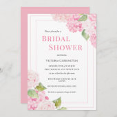Roze Hortensia Bloemen Bruids Douche Uitnodiging (Voorkant / Achterkant)