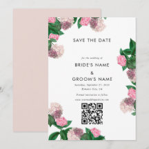 Roze Hortensia Bloemige Groene Moderne Trouwdag