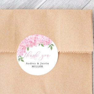 Roze hortensia Gepersonaliseerd huwelijksgunst Ronde Sticker