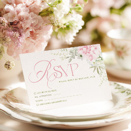 Roze Hortensia Huwelijks RSVP Kaart