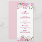 Roze Hortensia Klassiek Menu (Voorkant / Achterkant)