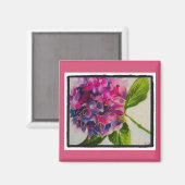  roze hortensia magneet (Voorkant / Achterkant)