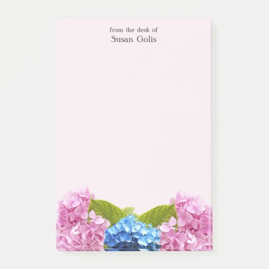Roze Hortensia Thuiskantoor Post-it® Notes (Voorkant)