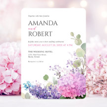 Roze Hortensia Watercolor Bloemen Elegante Trouwda