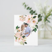 Roze Hortensia Witte Tulpen Foto Bruiloft Save The Date (Staand voorkant)